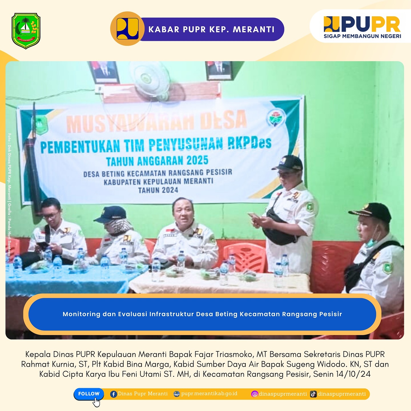 Monitoring dan Evaluasi Infrastruktur Desa Beting Kecamatan Rangsang Pesisir